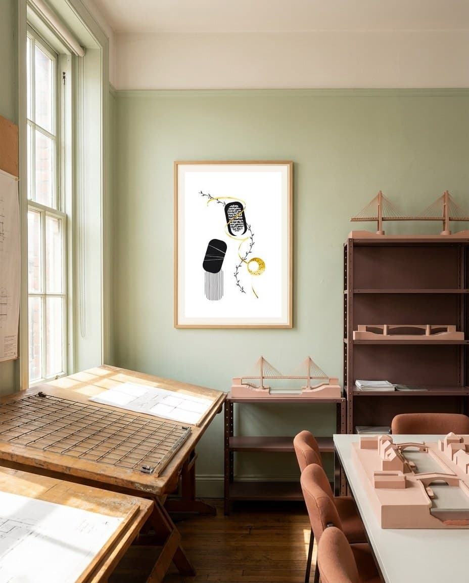 Black & White Abstract No. 1 | gold